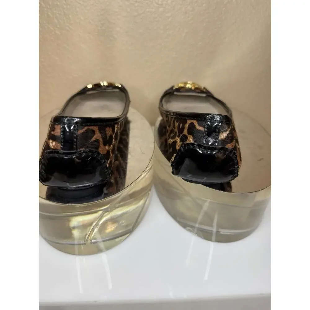 Michael Kors Womens Size 6 Fulton Leopard Print Calf Hair Moccasin